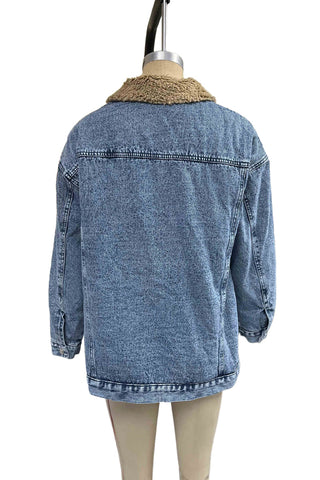 Casual Faux Shearling Lined Denim Jacket