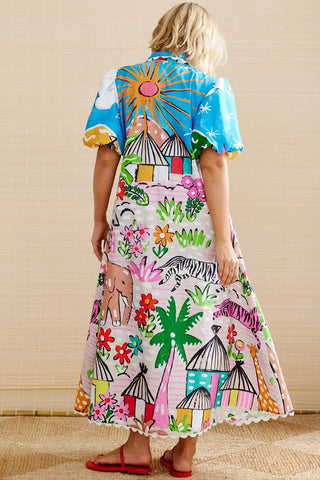 Graphic Print Casual Shirt Dress