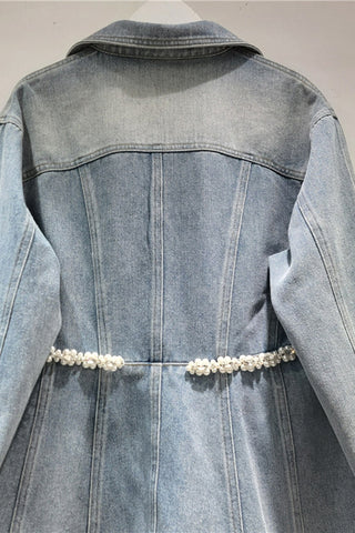 Embellished Button-Front Denim Jacket