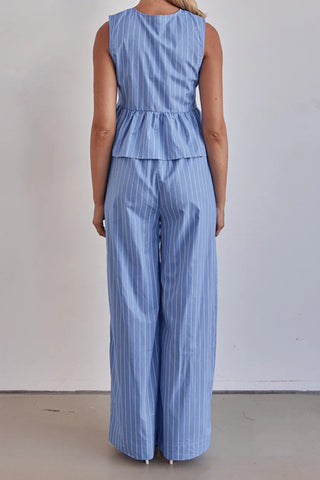 Striped Peplum Pants Set