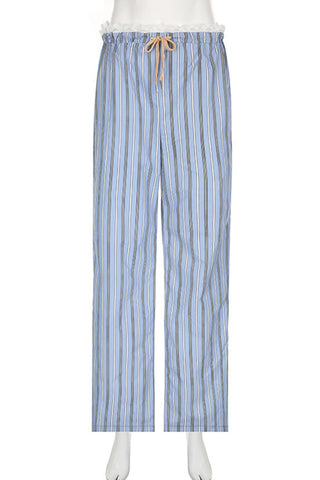 Striped Drawstring Casual Pants