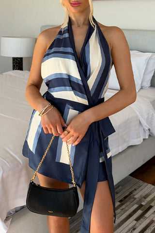 Striped Halter Casual Dress