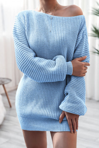 Off-Shoulder Knit Casual Dress