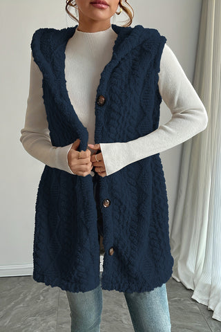 Button-Up Textured Knit Vest