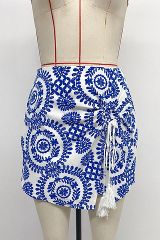 Patterned Wrap Skort