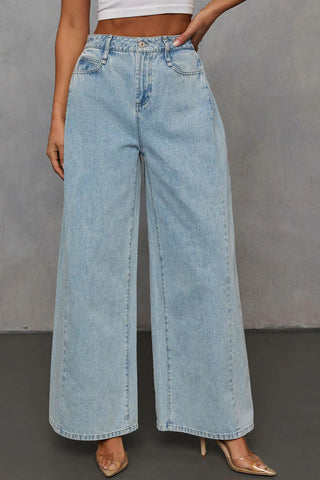 Cropped Denim Jacket and High-Waist Jeans Set