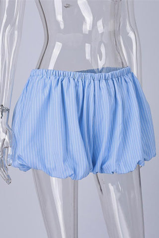 Striped Elastic Waist Casual Shorts