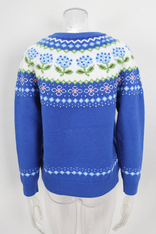 Floral Patterned Knit Sweater