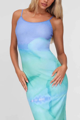 Abstract Print Spaghetti Strap Dress