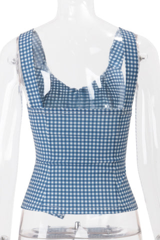 Lace-Up Gingham Camisole