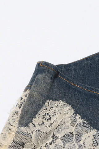 Lace Overlay Denim Camisole Top