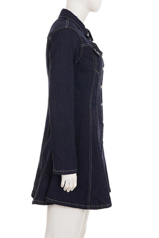 Button-Front Casual Denim Dress