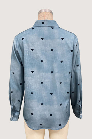 Heart Pattern Button-Front Shirt