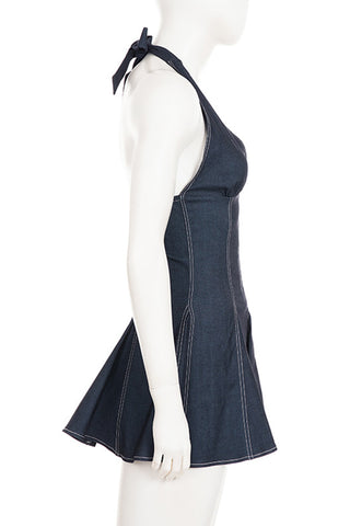 Halter Neck Denim Dress