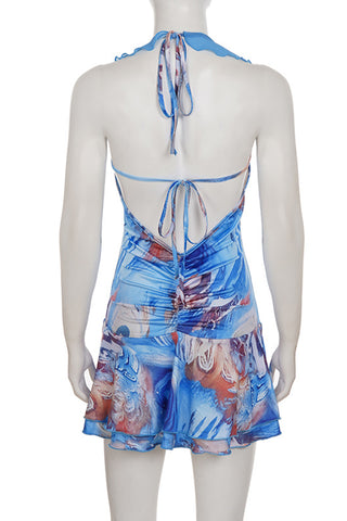 Halter Neck Ruffle Casual Dress