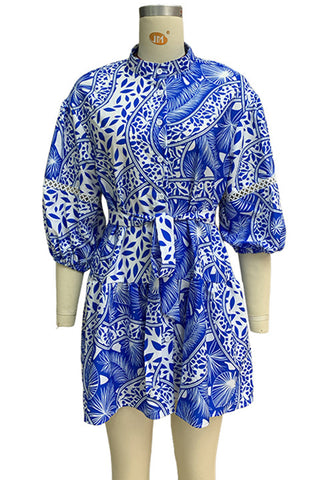 Boho Print Button-Down Mini Dress