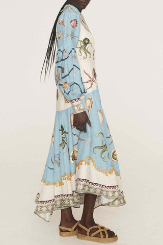 Ocean-Inspired Print Casual Dress