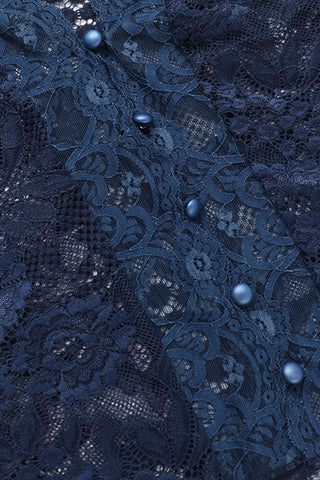 Lace-Detail Sheer Blouse with Long Sleeves