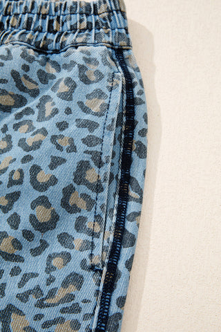 Wide-Leg Leopard Print Casual Pants