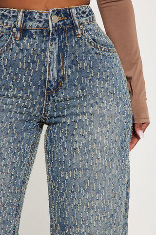 Patterned Straight-Leg Denim Jeans