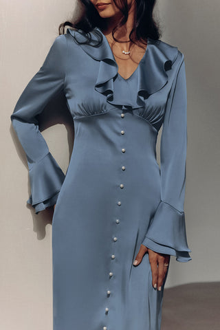 Ruffled Button-Down Casual Dress