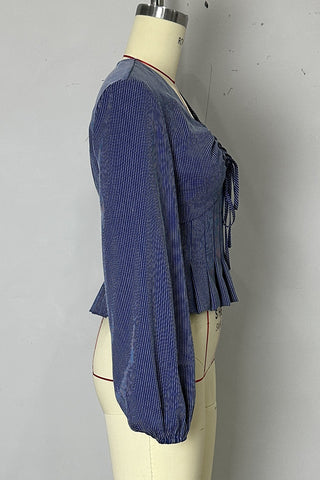 Ruffle Trim V-Neck Blouse