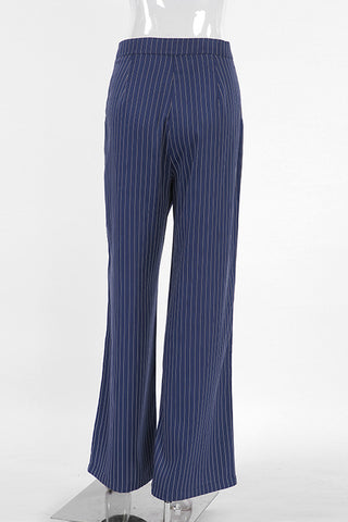 Pinstripe Wide-Leg Pants