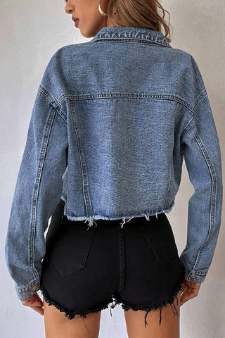 Studded Cropped Denim Jacket