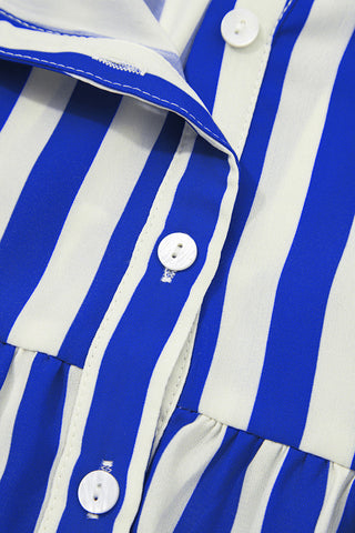 Striped Button-Front Blouse