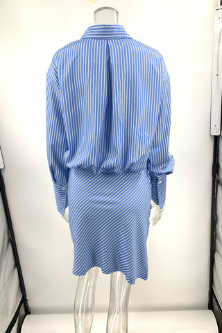 Casual Collared Striped Shirt Dress