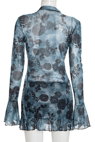 Floral Tie-Neck Casual Dress