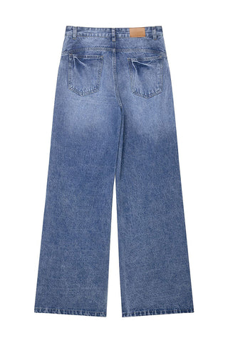 Straight Leg Jeans with Side Buttons
