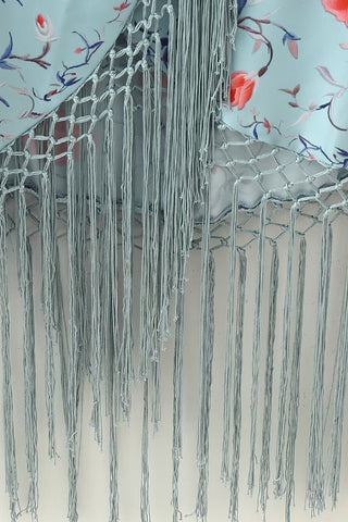 Fringe Hem Floral Asymmetric Dress