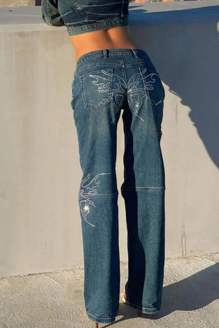Embellished Straight-Leg Denim Jeans