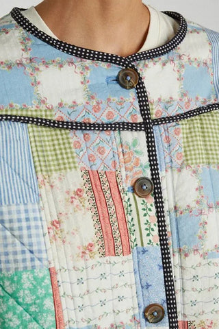 Patchwork Button-Front Coat
