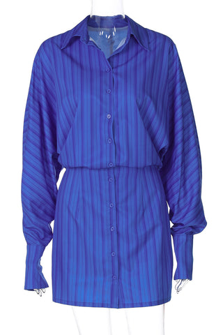 Striped Button-Down Casual Dress