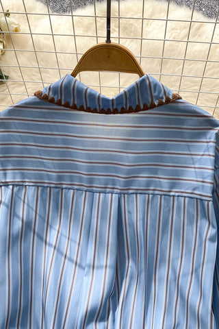 Striped Shirt with Belt Detail