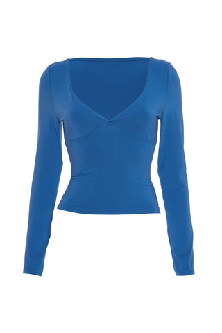 Deep V-Neck Long Sleeve Blouse