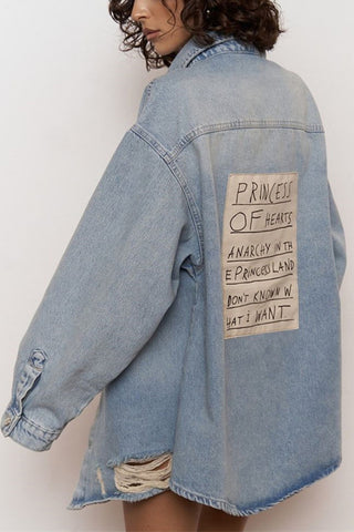 Oversized Distressed Denim Jacket