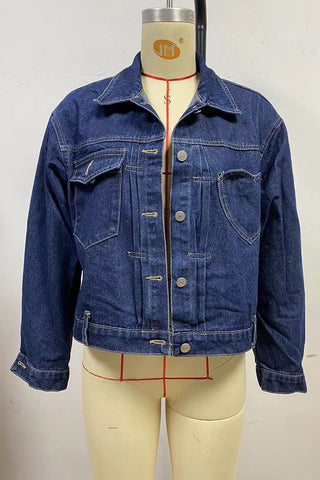 Button-Up Denim Jacket with Pockets
