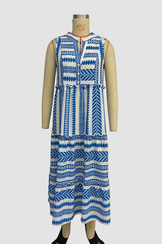 Sleeveless Geometric Print Casual Dress