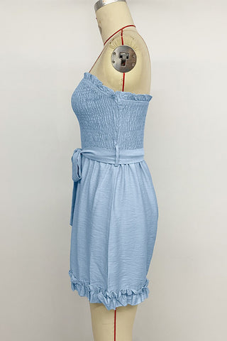 Strapless Smocked Romper with Belt