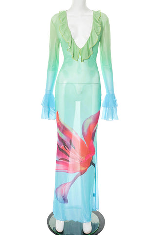 Floral Ruffle Maxi Dress