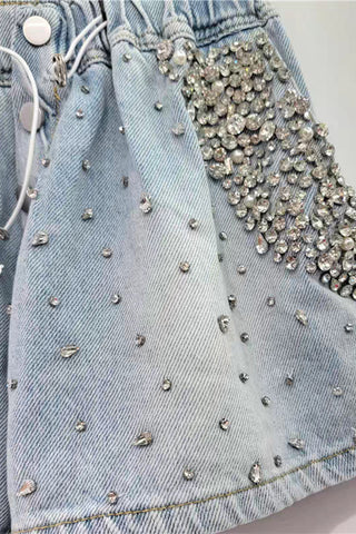 Embellished Button-Front Casual Shorts