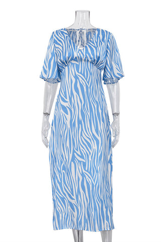 Flowing Zebra Print Casual Dress