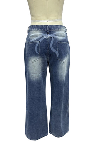 Wide-Leg Casual Denim Pants