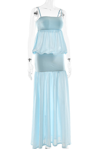 Layered Peplum Maxi Dress