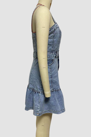 Button-Front Casual Denim Dress