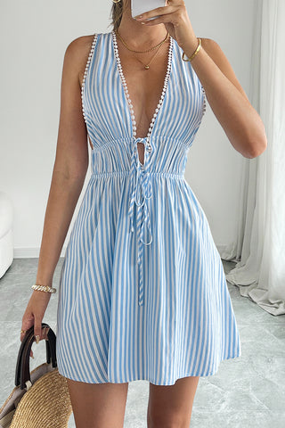 Striped Tie-Front Casual Dress