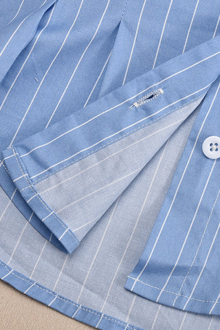 Off-Shoulder Striped Button-Down Top